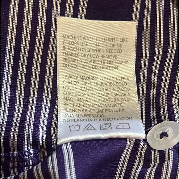 University of Evansville UE Purple Aces Striped Polo Collared Shirt Medium - Picture 8 of 8